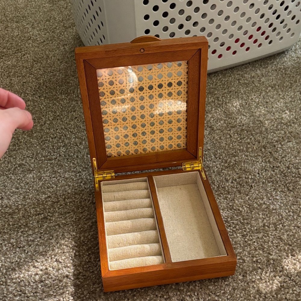 Wooden Jewelry Box with Lattice Design